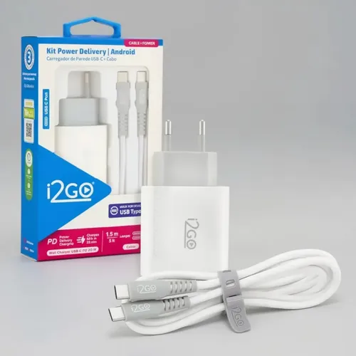 Carregador Turbo 1 Saída Usb-c 20w + Cabo Usb-c I2go 1,5m Cor Branco