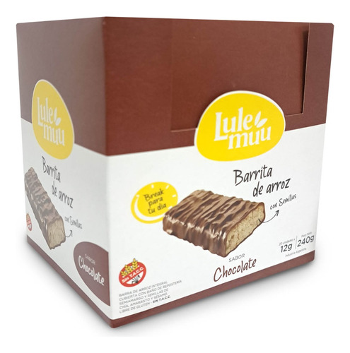 Caja Barritas De Arroz Bañada Con Chocolate Lule Muu 12 Gr