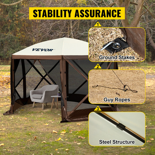 Vevor Pop-up Camping Gazebo Camping Canopy Shelter 6 Sided