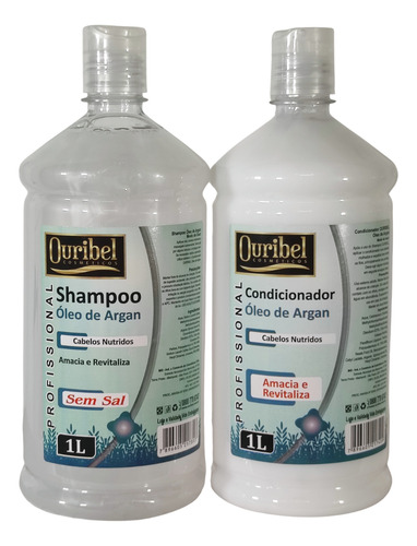 Kit Shampoo + Condicionador Sem Sal Ouribel De Argan 1lt
