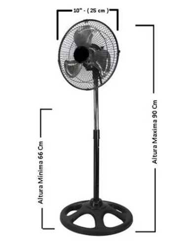 Ventilador de Pie Eiffel E-510 negro con 3 palas color gris de chapa, 10" de diámetro 220 V