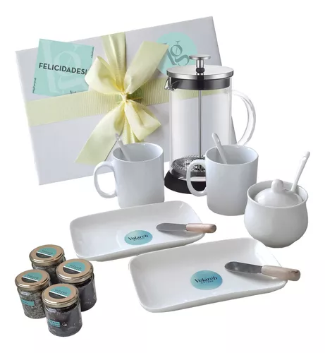 Set Juego Cafetera Embolo 600ml + 2 Tazas Café Te 200 Ml Bz3