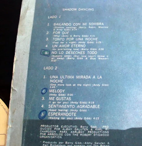 Andy Gibb - Shadow Dancing / Vinilo 1978 Pop Soft Rock Vg+ (Usado)
