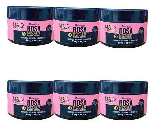 Mascara Nutritiva Teia Rosa Mosqueta 300g Natuflores Kit 6un