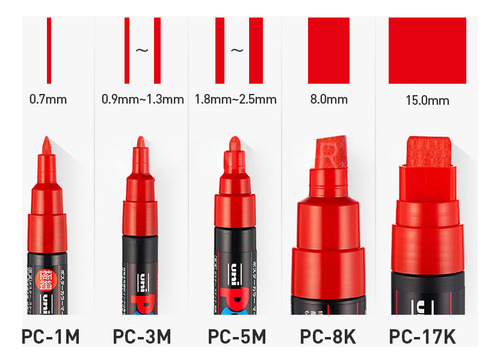 Posca Set Pc-1m X 8 Rotuladores De Colores Brillantes, Pin