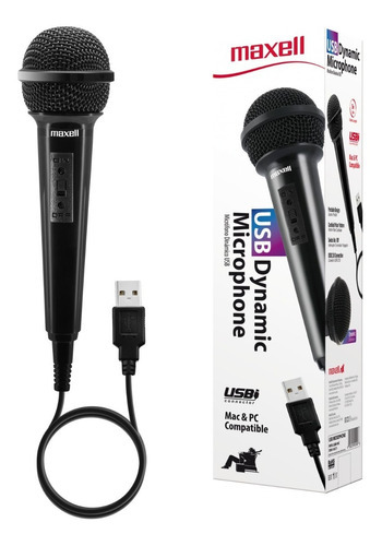Microfono Maxell Dinámico Con Conexion Usb Usbm-mic Color Negro