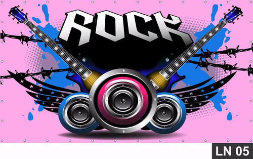 Imagem 5 de 6 de Painel De Festa Aniversário Rock N Roll 1,50x1,00m Lona