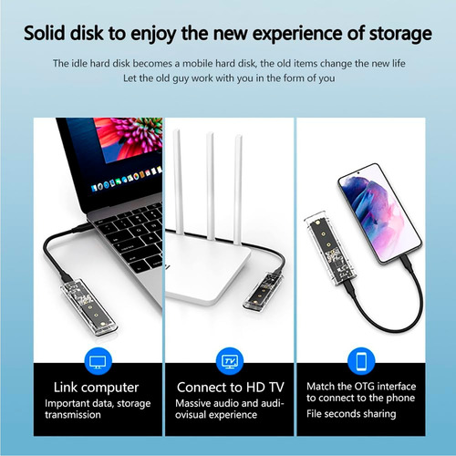 Cofre Ssd M.2 Usb C A Usb 3.1 Case Pcie Nvme 10gbp Acrílico