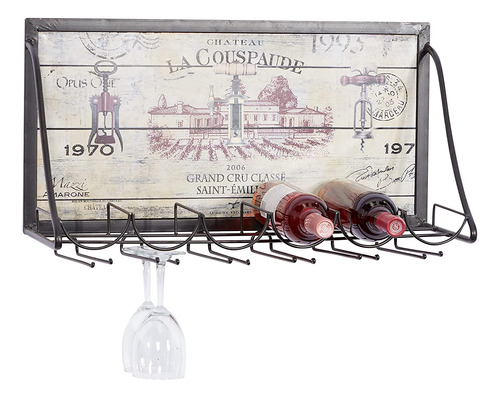 Deco 79 Estante De Vino De Pared De Metal Vintage, 25 \w X 1