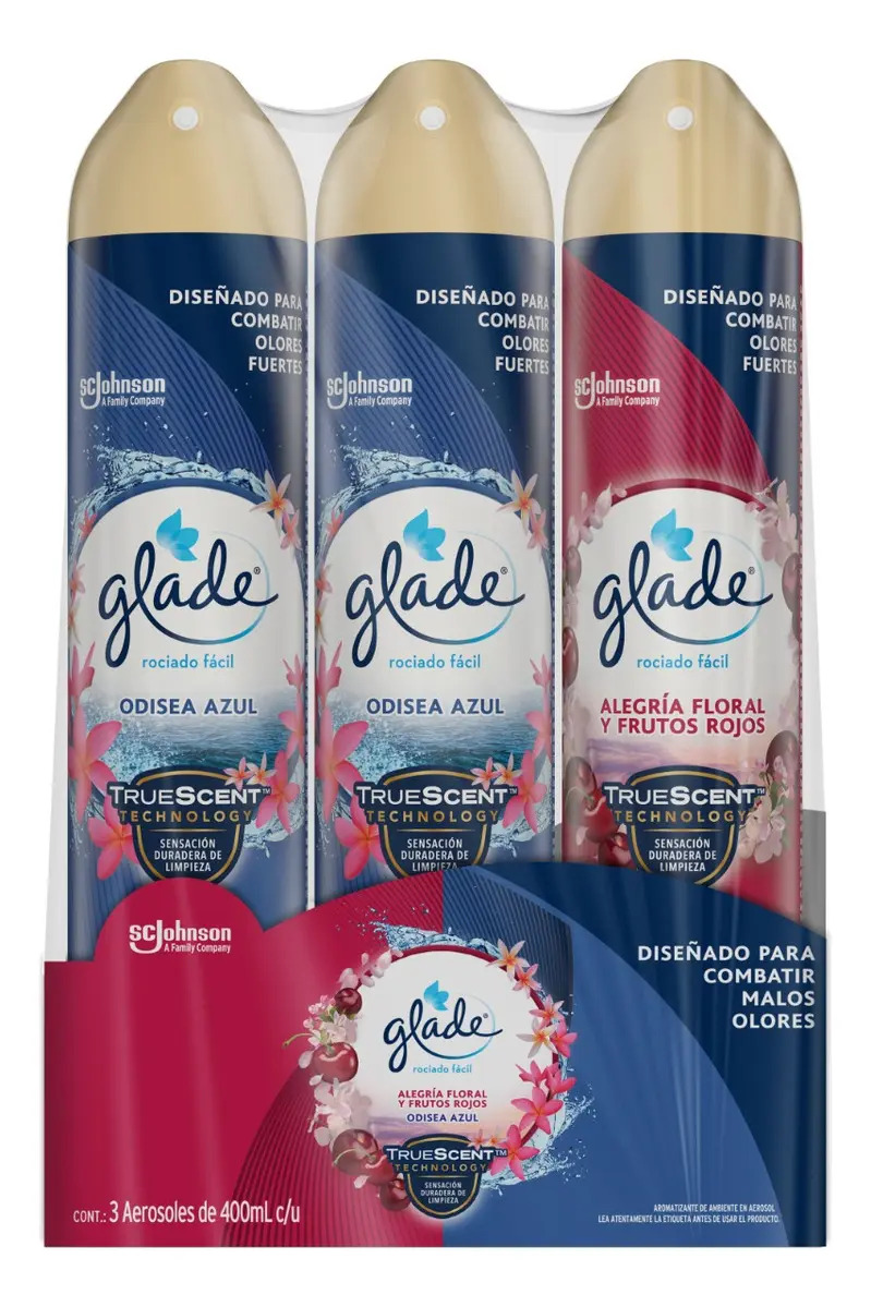 Pack x3 Aromatizante Glade Truescent Spray Notas Marinas