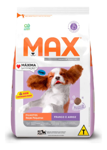Ração Max Cães Filhotes Porte Pequeno Frango E Arroz 10,1 Kg
