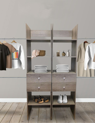 Closet Verona 2 Cajoneras Premium Ajustable Color Gris