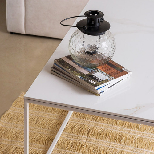 Imagen 4 de 10 de Mesa Ratona Simil Marmol Con Est. Hierro Estilo Industrial