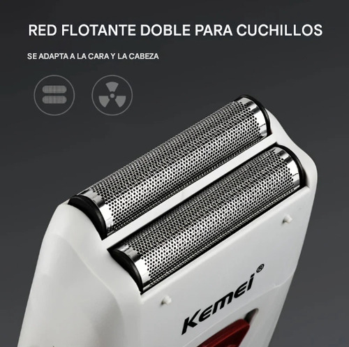 Rasuradora Eléctrica Kemei Precisión Y Maxima Comodidad Blanco