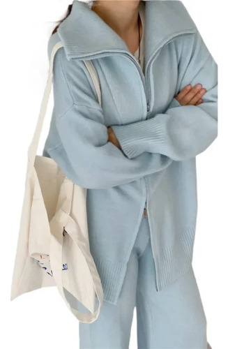 Conjunto De Suéter De Punto Con Cárdigan Y Pantalones Con Cr