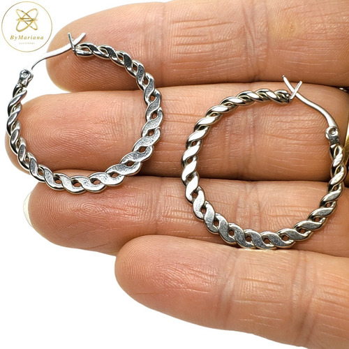 Imagen 4 de 6 de Aros Acero Quirurgico Cardinal Argolla Trenzada 30mm