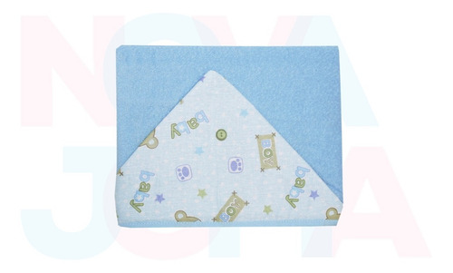 Toalha Dupla Face Com Capuz Azul - Carícia Baby 1766