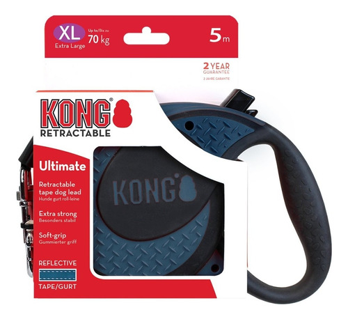 Guia Retrátil Cães Kong Ultimate - Azul - Xg - Ate 70kg