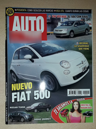 Revista Auto Plus N°51 Enero De 2009 Nuevo Fiat 500