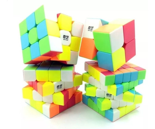 Imagen 3 de 9 de Cubos Rubik Qiyi 2x2 3x3 4x4 5x5 Stickerless Paquete 4