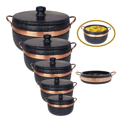 comprar Jogo Com 5 Panelas De Pedra Sabão + Frigideira 