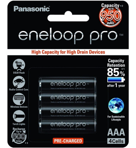 Pilha Panasonic Eneloop Pro Aaa 950 Mah (palito)  C/4 Pilhas