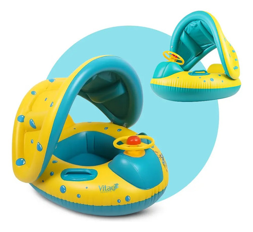 Boia Bote Bebê Infantil Inflável Piscina Cobertura Proteção Cor Amarelo Vitae Suplementos