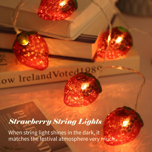 Cadena De Luces Strawberry: 20 Led Para Festivales Y Fiestas
