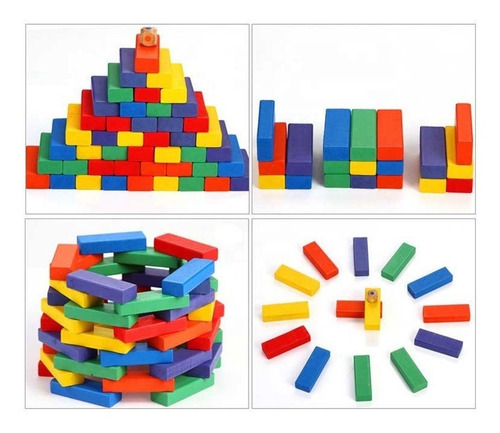 Imagen 3 de 8 de Jenga De Madera De Colores Regalo Juego Maderitas Apilables