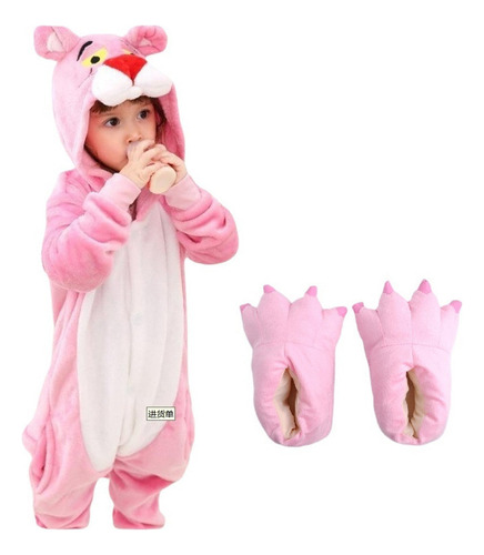 Pijama Con Forma Animal Pantera Rosa Para Niños W