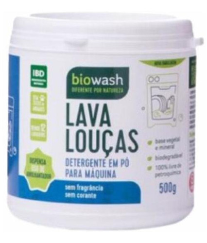 Kit 2 Detergente Lava Louças Pó Biodegradável Biowash 500g