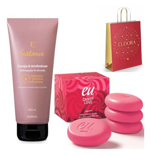 Kit Banho Instance Cereja 200 Ml + Eu Candy Love 4x90g