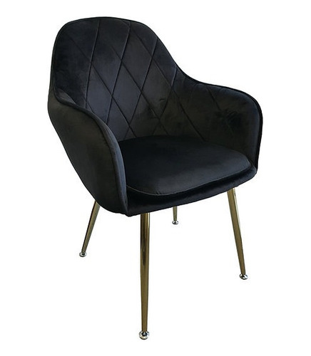 Pack 2 Sillas Sitial Poltrona Velvet Patas Doradas Respaldo Estructura de la silla Negro