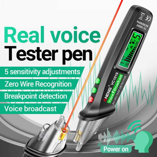 Caneta De Teste Lcd Digital Sem Contato Aneng Vc1019 Com Al