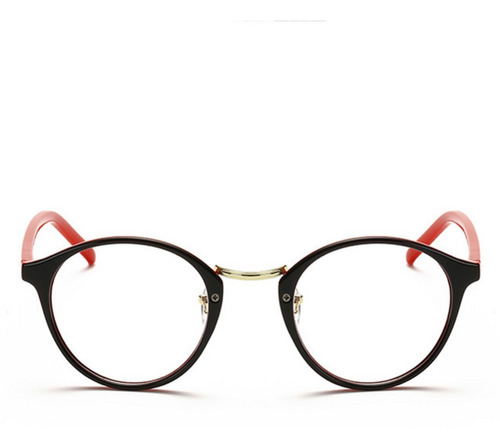 Marco Lentes Óptico Round Fleck Bicolor Black Red Negro Rojo