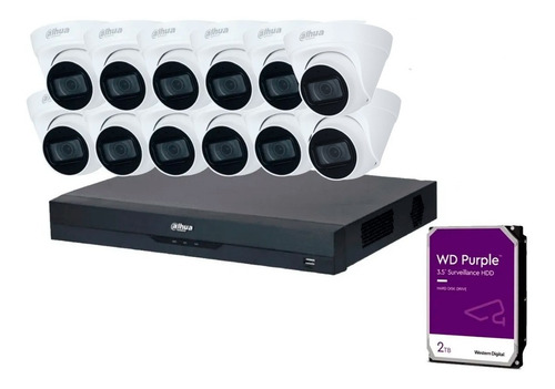 Kit Nvr 8mp 16ch + 12 Camaras 2mp Ip Poe Micrófono + Hdd 2tb