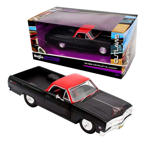 Auto Chevy El Camino 1965 Escala 1/25 Coleccionable Color Negro