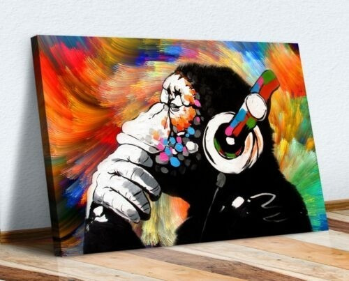Imagen 3 de 9 de Cuadro- Mono Colores 7-ultra Hd-banksy 100x70cm.