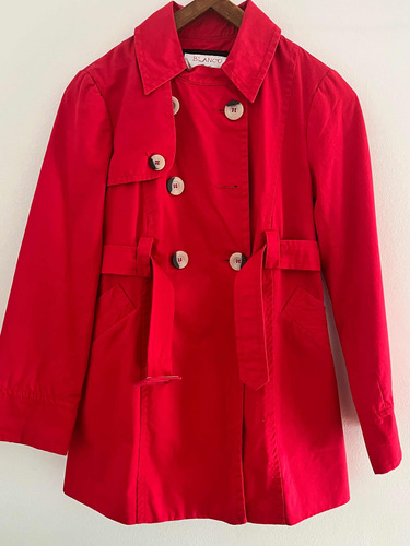 Trench Rojo Talle 36, Marca Blanco.