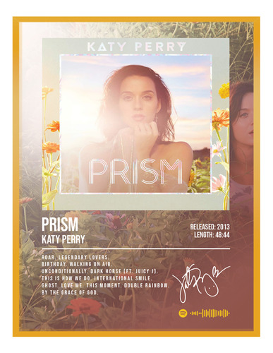 Cuadro Katy Perry Prism Album Music Firma C/marco 60x50