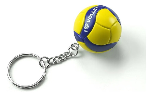 Chaveiro Bola De Vôlei Modelo V200w Mikasa Cor Amarelo/Azul