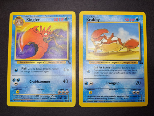 Pokemon Krabby+kingler 51/62 38/62 Original Fossil 1999