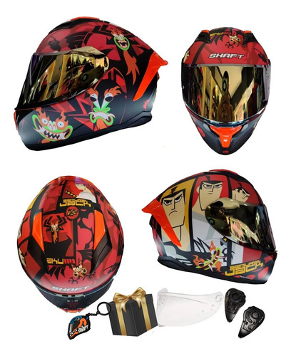 Casco Shaft Integral Cartoon Network 582 Edición Especial Rojo Samurai Jack L