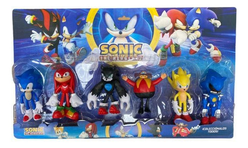 Kit 6 Bonecos Sonic - Modelo Novo Grande Presente Brinquedo
