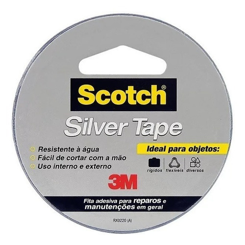 Fita Adesiva Silver Tape 45mmx5m Scotch Cinza 3m Resistente