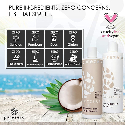 Purezero Set ChampĂș Y Acondicionador Leche De Coco 20 Oz