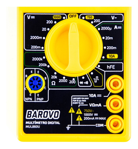 Tester Multimetro Digital Barovo Mul860u C/ Buzzer + Puntas