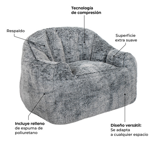 Sillón Pouf / Puff Relan Zilo De Sherpa Con Relleno