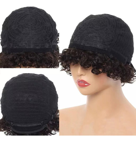 Peruca Bandana Cabelo Humano Preto Cabelo Cacheado