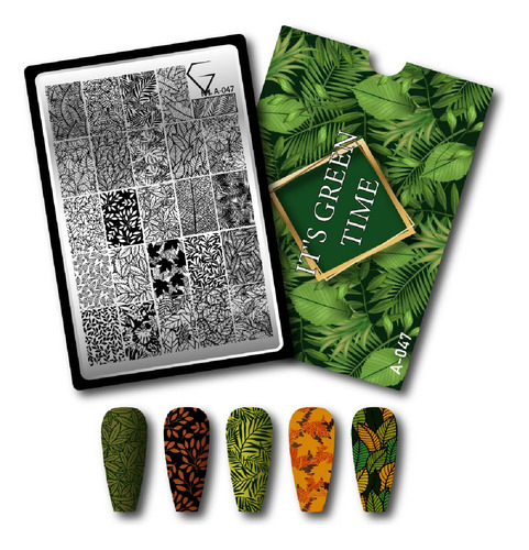 Placa Para Estampar Uñas Stamping Plate A-047 Its Green Time